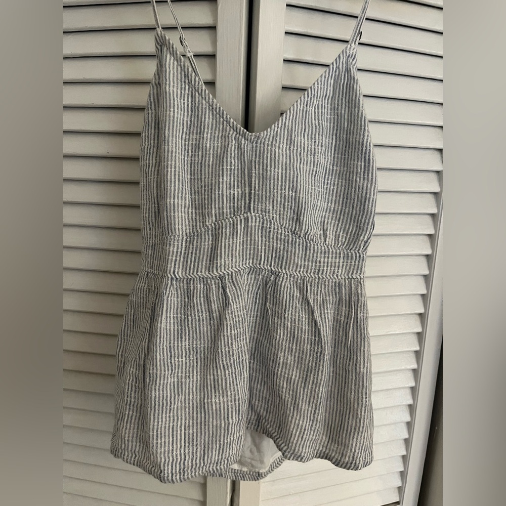 Abercrombie White/Blue Striped Babydoll Tank Top with Open Back - NWT - Small